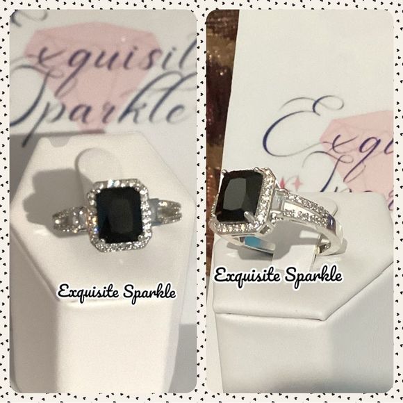 🖤Stunning Sterling Silver (925) 3.75C Emerald Cut Genuine Black Onyx 💎 R… - Picture 6 of 16
